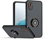 Coqinen Hülle für Samsung Galaxy Xcover 7 Hülle, Durchscheinend Mattiert Stoßfest mit Ring, Handyhülle Samsung Galaxy Xcover 7 Silikon Schutzhülle Schwer PC und Weich Schlank TPU Cover - Schwarz