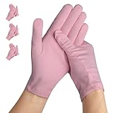 AovYoo 3 Paar Baumwollhandschuhe Feuchtigkeitsspendende Handschuhe, Dünne Neurodermitisgestrickte, Atmungsaktive, Dünne Arbeitshandschuhe für Trockene Hände (Rosa)