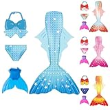 Generisch 𝙈eerjung𝙛rauen𝙛losse Mädchen Mit Bikini Set schwimm𝙛lossen Kinder 𝙈eerjung𝙛rau Bikinis Badeanzug Sommer Cosplay Bademode Badebekleidung Für 9-10 Jahre