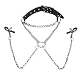 YAXZA SM Nipple Clamps Halsband mit Nippelklemmen Kette Bondageset Fessel Set, Einstellbar Brustklammern Nippelkette Bruststimulatoren Sex BDSM extrem Sklavin Sexspielzeug für Frau & Mann