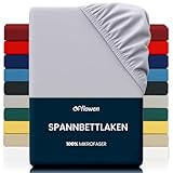 Flowen Spannbettlaken 90 x 200 cm Mikrofaser Spannbetttuch Hellgrau für Bett Atmungsaktive Hypoallergene Bettlaken Anti-Milbe Leicht Weich und Knitterfrei mit 30 cm Tiefe Tasche Maschinenwaschbares