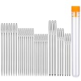 39 Stücke Leder Nadel Set, 6 Größen Große Augen Nadeln Hand Nähen Nadelns, Spitze und Stumpfe Leders Nähen Nadeln mit 2 Nadelflasche für Hand Nähen Leder Nähen