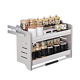 Ausziehbarer Regal-Organizer mit hydraulischem Puffer – 2-stöckiges Gewürzregal für einfachen Zugang in Küche und Bad