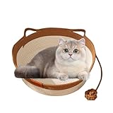Virelapets Katzenkorb aus gewebtem Seil, Virela Katzenkorb aus gewebtem Seil, Betten für Hauskatzen, halbgeschlossenes Design, atmungsaktiv und langlebig, mit Haustierspielzeug (Khaki,Medium)
