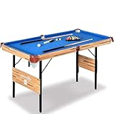 SereneLife Billardtisch, Mini Billardtisch Klappbar, Pool Table 137x74x78cm, Tischbillard- für Kinder mit Zubehör: 2 Queues, Kugeln, Dreieck, Kreide, Pool Tisch für Zuhause, blau