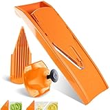Börner Gemüsehobel V1 (Basis Set) • V-Hobel mit 2 Einsätzen & Fruchthalter • Verstellbarer Küchenhobel für Gemüse & Obst • Gemüseschneider für Scheiben in 3 Stärken • Farbe: Orange