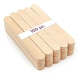 LALILL Holzspatel aus Birkenholz 100 Stück 15cm Länge Holzspachtel für Haarentfernung Auftragen Wachs Waxing Masken Holzstäbchen zum basteln Eisstäbchen Eisstiele Mundspatel Holz für Praxis