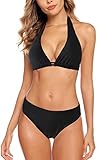 Aidotop Damen Bikini Set Triangel Badeanzug Strand Ties Zweiteiliger Bademode Bikinihose（20Black，M）