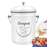 Komposteimer für die Küche, 5 l, Küchentheke, Kompostbehälter mit Deckel, Obst- und Gemüseabfallsammler, rostbeständig, beschichteter Inneneimer für Familie, Freunde