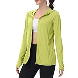Sun Hoodie Damen UPF 50+ Sonnenschutz Jacke UV Shirt Langarm Sommerjacke Full Zip Laufshirt Leichte Dünne Sportjacke mit Taschen Laufjacke Schnelltrocknend Trainingsjacke Einfarbig Outdoor Sportshirt