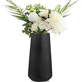 Vasen Deko Schwarz FoiiLiio Keramik Vase für Pampasgras Blumenvase Modern 20 cm Vasen für Blumen/Tulpen/Trockenblume Blumenvasen für Wohnzimmer Esstisch Büro Dekorative