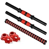 Universal Hanteln Hantel Stangen,Tianher 2 Stück Kurzhantelstange Hantelstangen 35cm und 2 Stück Sternverschlüsse mit 1Verbindungsstahlrohr Krafttraining Trainieren Hantel Zubehr(set 2)