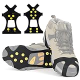 Anti Rutsch Schuhspikes, Steigeisen, Schuhspikes Schnee und EIS Anti Rutsch, Schuhkrallen mit 10 Zähne, Ice Grips Klampen Eisspikes für Damen und Herren Winter Outdoor Sports Wandern Eisfischen