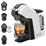 KOTLIE EM-308A 5-in-1 Kaffeemaschine, Kapselmaschine, kompatibel mit Kaffeekapseln/Kaffeepulver und ESE (44 mm), einstellbare Temperatur und Wassermenge