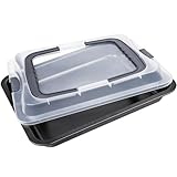 webake Kuchenblech mit Deckel Backblech Kuchen Transportbox Rechteckig Backform Kuchencontainer Blechkuchen Container Blechkuchenform Kuchenform, 41 x 33 x 8,2 cm