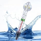 Schwimmender Wassertemperaturmesser, Aquarium Fischbecken Thermometer, Vertikale Lange Aquarium Temperaturmesser Mit Saugnapf, Leicht Zu Lesen Temperatur Leser Mit Skalen Für Fischbecken Reptilienbehä