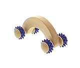 Massageroller aus Holz Massagegerät, Kosmetex Massagehandroller mit blauen Kunststoffnoppen, Klein