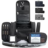 Obics Kulturbeutel Damen & Herren Gross schwarz 8L XL - Kulturtasche zum Aufhängen, mit Spiegel & Reise-Tasche - Outdoor Kosmetik-Tasche groß als Geschenke-Set mit 10 Fächer für Camping & Reisen