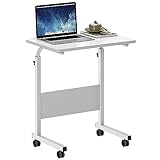 SogesHome Höhenverstellbarer Laptop-Tisch mit Rollen, Mobiler Computertisch/Beistelltisch für Sofa, Bett oder Büro, Kleiner Schreibtisch für Home-Office, Arbeiten im Sitzen & Stehen,60 x 40 x 71 cm
