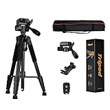 Kamera Stativ 49-190cm,Aluminium stative bis zu 3kg Traglast,Tripod mit 360°Kopf,Bluetooth-Steuerung,Einbeinstativ,Camera tripod für Smartphone mit Handy Halterung,Fotostativ für DSLR Canon Nikon Sony