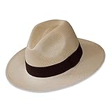 Tumia - Echter Traditioneller Panamahut - Nicht einrollbare Version - Natürlich mit schwarzem Band - 62cm