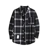 Kariertes Hemd für Herren – modisch bedrucktes T-Shirt, Urlaubsoberteile, großzügige Passform, Landhausstil, Outdoor-Hemd, langärmelig, normale Passform, Baumwolle, Holzfäller mit Button-Down-Taschen,