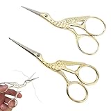 2 Stück Stickschere, klein, scharf, Nähschere, kleine Kran-Nähschere, Edelstahlschere, Vintage-Häkelschere, Bastelschere für Stickerei, Handarbeit, Nähen, DIY Handwerk
