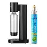 GreatWhip Sparkling Water Maker Set, Soda Maschine Schwarzes, mit 60L CO2 Zylinder 1 Stück, 1L Wasserflasche BPA-FREE, Kompatibel mit SodaStream Screw-in Soda Maker 60L Sparkling Carbonator