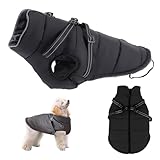 SPORWAY Winter Hundemantel Wasserdicht: Hundemantel Für Kleine Hunde mit Geschirr, Hundebekleidung & Zubehör, Hund Schneejacke mit Reißverschluss Hundepullover Reflektierend Welpen Winterweste
