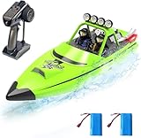 fisca RC-Boot mit LED-Licht für Kinder und Erwachsene, 2.4GHz selbstaufrichtendes ferngesteuertes Boot, 30KM/H Hochgeschwindigkeits-Rennboote Spielzeug für Pools Seen Fluss