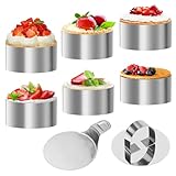 6 Stück Φ 8 cm Dessertringe, Edelstahl Tortenring, 8×4 cm Kuchenring, Servierringe mit Deckel und Grundplatte, Backring für Dessert Torten Kuchen DIY