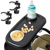 GQIRIL Universelles Snack-Tablett für Kinderwagen, 2-in-1, Clip-on-Getränkehalter, Zubehör, abnehmbarer, rutschfester Griff, Baby-Zubehör, tragbares Kleinkind-Füttertablett für Snacks, Getränke