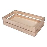 Rayher 62728000 Holzkiste Latten-Optik, 35,5 x 20,3 x 8,4 cm, Holz FSC zertifiziert, plus 2 Wandhaken, Pappelholz glatt geschliffen, Lattenkiste zum bemalen, Natur