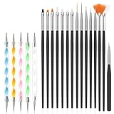 URAQT 20 Stück Nagel Pinsel Set, Nageldesign-Stifte Brush, Acryl Nagel Kunst Pinsel, Nagelbürste Professionell Malerei Pen für gelnägel UV-Gel Nageldesign Nail Art