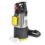 Wiltec Tauchpumpe mit Schwimmerschalter 850 W, Tiefbrunnenpumpe bis 7 m Tiefe, Brunnenpumpe 20 m Förderhöhe, Wasserpumpe für Klarwasser