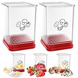 2er-Pack Erdbeerschneider aus Edelstahl, Gemüseschneider für schnellen Salat, Obst, mit Pressplatte, rot