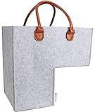 Treppenkorb mit Griffen, Faltbarer L-Form Treppenorganizer Korb Filz Treppenaufbewahrungstasche Großer Treppenordentlicher Korb Mülleimer für Wäsche, Spielzeug, Haushaltsgegenstände (Grau)