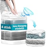 Qyrrvxy Vakuumbeutel für Bettdecken - 4 Stück 30% Dickere Vakuumbeutel für Kleidung mit Neuem Luftventil, 80% Sparen Platz Vacuum Bags for Clothing für Reisen, Umzug (Würfel, 2 × Groß+2 × Mittel)