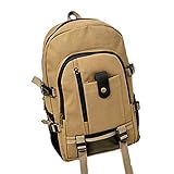 HNGM Rucksack Männer Rucksack Casual Travel Leinwand wasserdichte Reise Bergsteigen Tasche Große Kapazität Sport Rucksack (Color : Khaki)