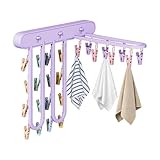 Unterwäsche-Kleiderbügel | Faltbarer Wandtrockner mit Sockenclips - Kleiderbügel, platzsparende Sockenklammern und winddichte Klemme für Babykleidung, c