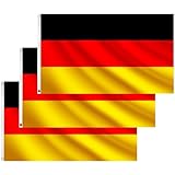 COCOSY 3 Stück Deutschland Fahne - 90 x 150 cm 100% Polyester Deutschland Flagge mit Messing-Ösen - Wetterfeste & Langlebige DE Germany Deutsche Flagge für Sport & Feierlichkeiten