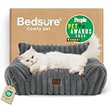 BEDSURE Katzenbett groß orthopädisches Katzensofa - 61x46x25cm Hundesofa kleine Hunde waschbar Katzencouch, rutschfeste Katzenbett flauschig, dunkelgrau
