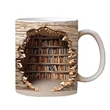-Kaffeetasse – Bücherregal-Tasse, kreative Geschenktasse | Lustige Keramik- -Tasse, Milchkaffeetasse des Buchliebhabers, Buchclub-Tasse