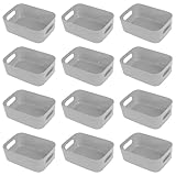 Hwtcjx 12er Set Aufbewahrungsbox, Aufbewahrungsboxen aus Kunststoff für Haushalt, Praktischer Aufbewahrungskiste Aufbewahrungskorb für Schrank, Küche, Bad, 15.5x11x5.5cm (Grau)