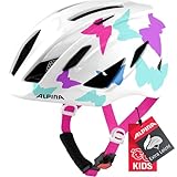 Alpina PICO - Leichter, Optimal Klimatisierter & Bruchfester Fahrradhelm mit Fliegennetz Für Kinder, optional mit Licht, pearlwhite Butterflies Gloss, 50-55 cm