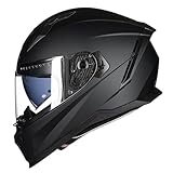 Motorradhelm Integralhelm DOTECE-Zugelassener Vollvisierhelm Motorrad Helm Verkehrssicherheit Robuster Leiser Rollerhelm Sturzhelm Mit Sonnenblende Damen Herren 1,XXL:63-64CM