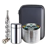 Grinder Crusher Set, Gewürze Kräutermühle, Spespo Pollen Grinder 4-teilig, Totenkopf Muster, mit Stash Jar, Schädel Pfeifen, für Spice, Kräuter, Pollen, Blüten, Gewürze, (Schwarzer Reißverschlussbox)