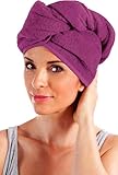 Erwin Müller Turban, Haarturban mit Knopf Fuchsia Größe 28x70 cm - auch als Kinderturban geeignet 100% Baumwolle, saugstark, Stabiler Halt - (weitere Farben)