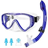 UPhitnis Schnorchelset Kinder - Taucherbrille Anti-Fog und Trocken Schnorchel - Anti-Leck Tauchmaske Dry Schnorchel - Schnorcheln Set für Jungen Mädchen - Rosa, Blau, Schwarz, Gelb