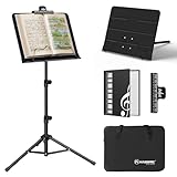 K Kasonic Faltbarer Notenständer, 2-in-1 Zusammenklappbarer Notenständer mit Notenblattmappe, Tragbarer Notenständer-Set für Aufführungen, Notenständer-Tripod für Musikalische Bedürfnisse, Schwarz